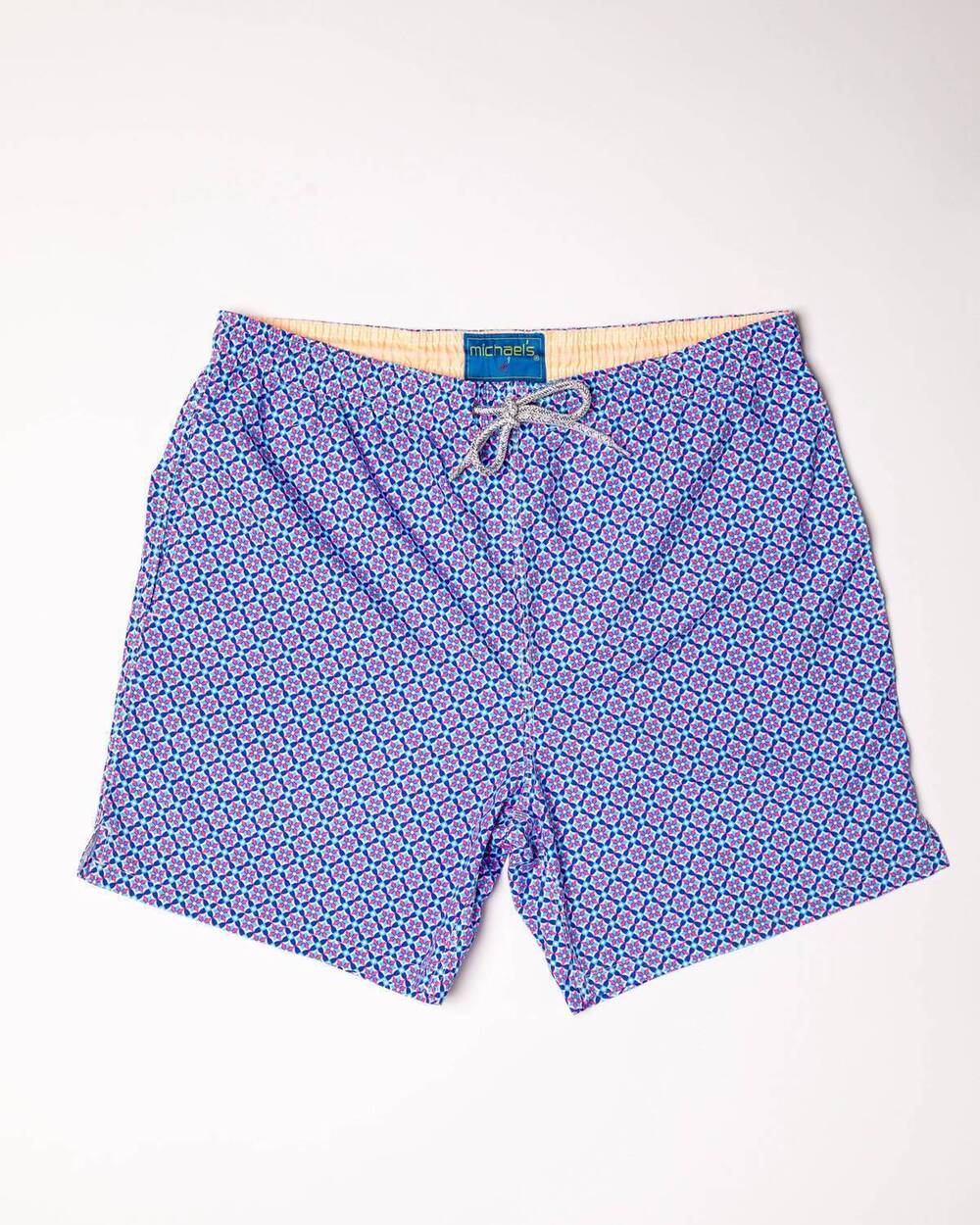 NEW MICHAEL'S SWIMWEAR men's cyclist blooming stars liner swim trunks in turquoi